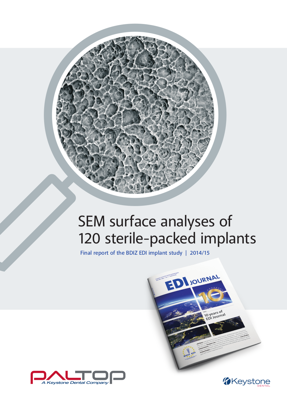 Paltop SEM Surface analyses of 120 sterile-packed implants
